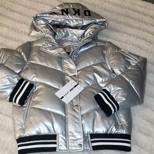 Shiny Silver and Black Puffed DKNY Sports Jacket